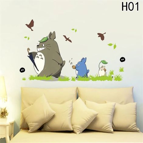 Nuevos adhesivos de pared de vinilo de animación de dibujos animados Totoro para habitación de niños café / bar / decoración cartel papel pintado Totoro (1/4)