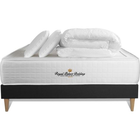 Komplettpaket Bett - Matratze 160x200 cm + Boxspringbett (Monoblock) + 2 Kopfkissen + Bettdecke - Windsor