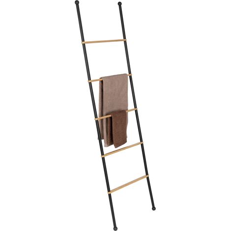 WENKO Metall Handtuchleiter Bambusa in Schwarz 42 x 158 x 3 cm (1/5)