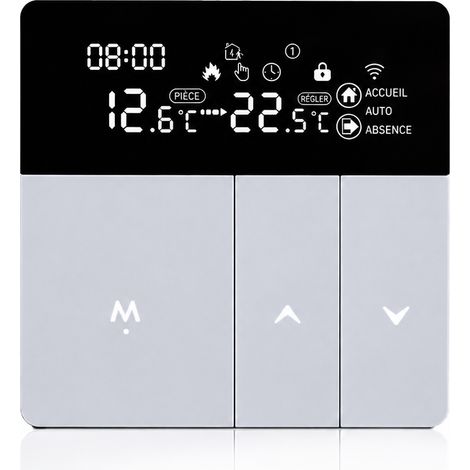 Thermostat 25A Wi-Fi chauffage électrique blanc nécessitant boîte d'encastrement carrée 8686mm 14 × 13 × 9 cm – Livraison gratuite