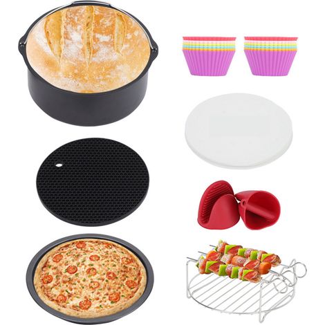 Accessoires pour Friteuse sans Huile, Kit Universel XL pour Tower Duronic et Philips (3.3QT), Ensemble de 7 Pièces - 8 Pouces (1/5)