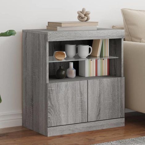 Buffet avec lumières LED sonoma gris 60x37x67 cm (1/5)