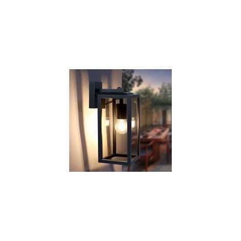 Außenwandleuchte, max. 60 W, E27-Fassung, Aluminium, wasserdicht, für Garagentor, Eingangsbereich oder Veranda, mattschwarz - Crezuo