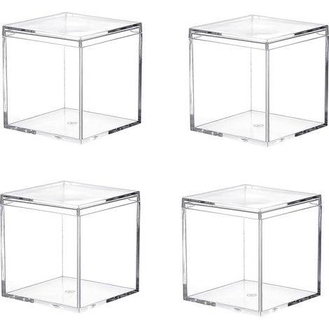 Acryl-Aufbewahrungsbox – Transparenter, quadratischer Würfel (60 x 60 x 60 mm) mit Deckel – Für Schmuck, Süßigkeiten und Kleinigkeiten – 4er-Set (1/5)
