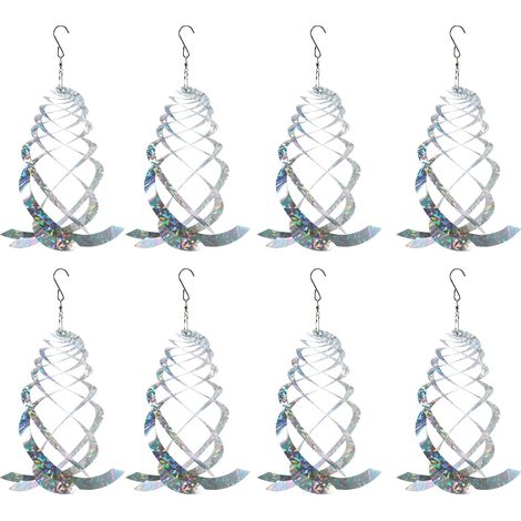 Sollbry 8 Pièces Effaroucheur Oiseaux Réfléchissant Giratoire,Anti Pigeon Extérieur en Spirale,Repulsif Pigeon Écologique,Effaroucheur Pigeons (1/5)