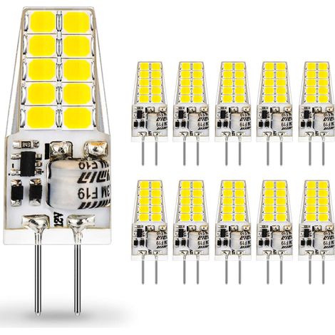 G4 LED lamp 12 VAC/DC, cold white 6000 K, 2 W, 220 lm, bulb equivalent to 20 W halogen, not dimmable, 10 pieces [energy class E] (1/4)