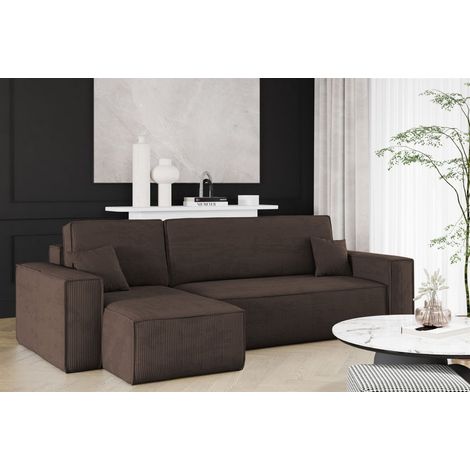 Ecksofa Schlafsofa Sofa MARIS Stoff Poso Braun Ottomane Links (1/4)