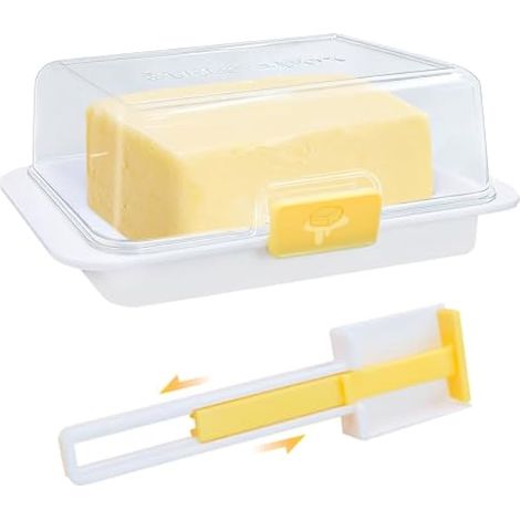 Beurrier avec couvercle pour comptoir, récipient hermétique à beurre multifonction, convient pour une utilisation européenne/Kerrygold/beurre français et réfrigérateur (1/4)
