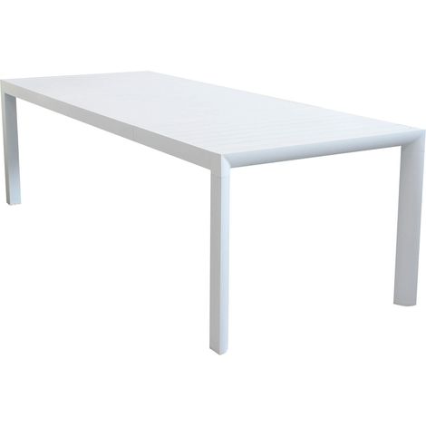 Tavolo estensibile 160/240 cm da giardino con struttura in alluminio e piano con doghe orizzontali Abraham - White (1/5)