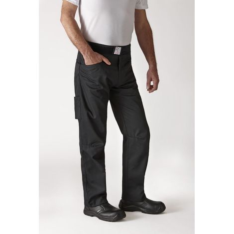 Pantaloni da cucina Robur Arenal in spugna elasticizzata in vita Nero L