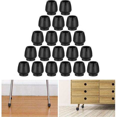 Lot de 20 protège-pieds de chaise antidérapants pour tabourets - Noir - Taille 6 (1/5)
