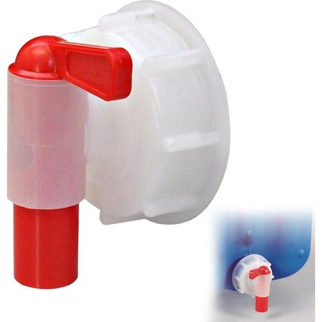 Grifo dosificador DIN61, grifo de drenaje para bidones DIN 61, práctico accesorio para dosificar gasolina, para camping, jardín, agua caliente, cocina y agua potable, rosca DIN 61. (1/5)