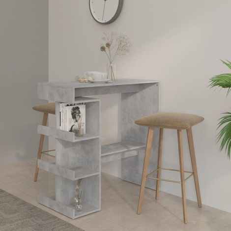 vidaXL Tavolo Bar con Ripiani Grigio Cemento 100x50x101,5cm Truciolato (1/5)