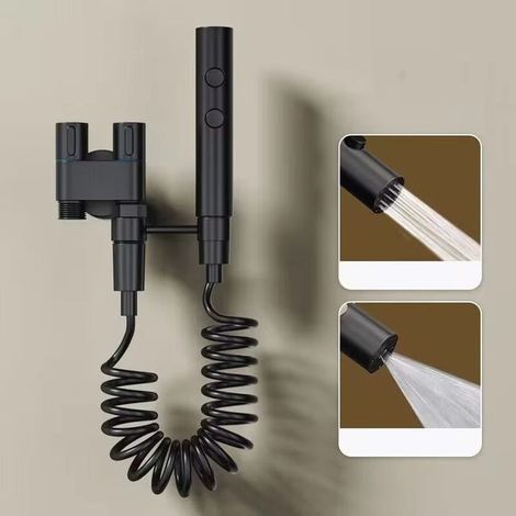 Dual control bidet nozzle set, portable toilet nozzle, 2 water flow modes (black) (1/5)