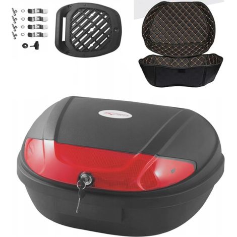 Maleta trasera de plástico TopX + revestimiento central para motocicleta, 2 cascos grandes, 48 L (1/5)