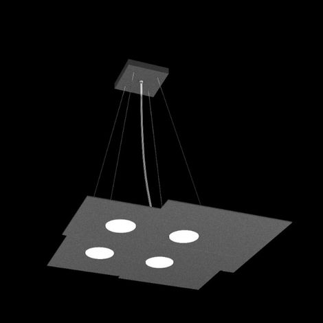 Lampadario moderno top light plate 1129 s4 gx53 led metallo monoemissione sospensione, finitura metallo antracite