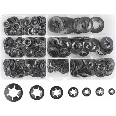 280 Pcs Rondelles De Blocage Rondelles De Verrouillage, Rondelles À Verrouillage Rapide De Rondelles De Verrouillage En Acier M3 M4 M5 M6 M8 M10 M12, 7Tailles, Noir