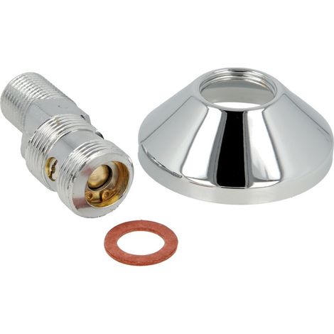 HANSA Raccordo eccentrico con valvola di intercettazione e rosetta HANSA 1/2'' x 3/4'' Cromo, 59902034