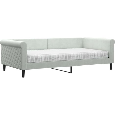Maison Exclusive - Divano Letto con Materasso Grigio Chiaro 100x200 cm in Velluto