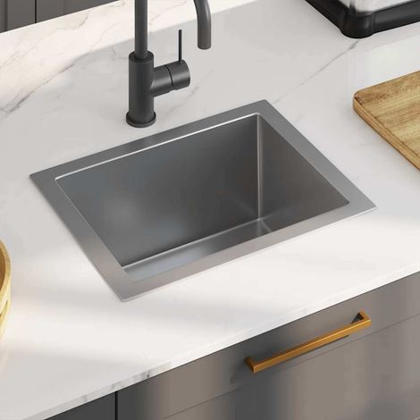vidaXL Évier de cuisine fait main Acier inoxydable (1/5)