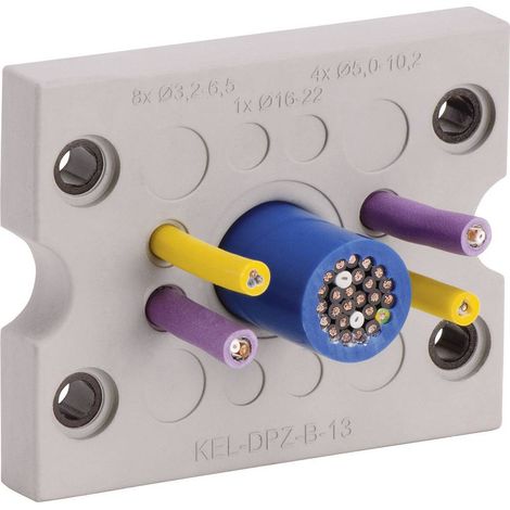 Icotek KEL-DPZ-B17 Piastra passacavo Ø (max.) 16.2 mm Poliammide, Gomma Grigio 1 pz.