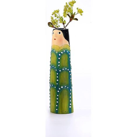 Lot de 3 vases à bourgeons en résine de style bohème peint à la main, visage de fille, décoration d'intérieur mignonne pour salon, personnalisé (3 pièces, A) (A) (1/5)