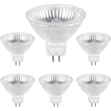 Ampoule halogène GU5.3 50 W, 12 V, 800 lumens, lumière blanc chaud (2 700 K), dimmable, spot halogène MR16, lot de 6 (1/5)