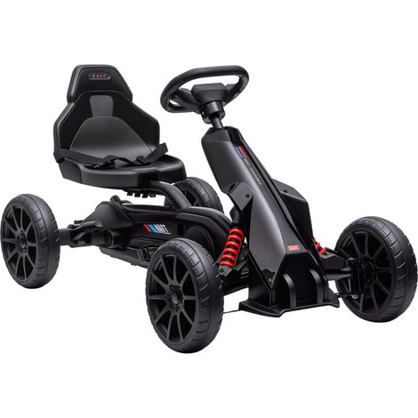 Kinder-Tret-Gokart mit 4-fach verstellbarem Sitz und EVA-Rädern, 100 x 58 x 58,5 cm, schwarz (1/5)
