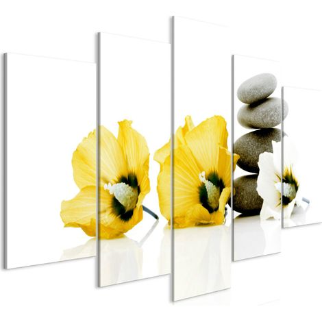 Tableau Imprimé 5 Panneaux "Calm Mallow Wide Yellow" 50 x 100 cm (1/2)