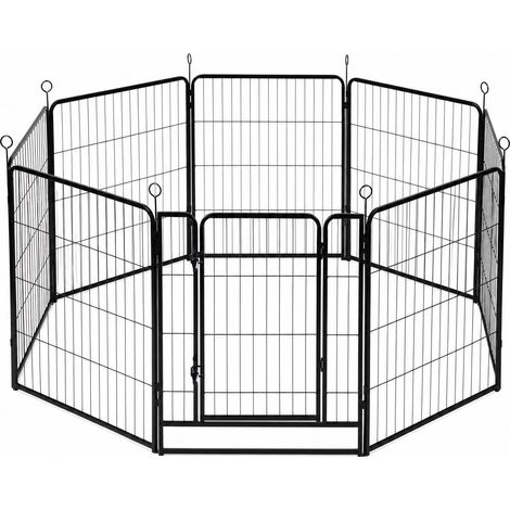Skylos Dog Pen 8 Panel Steel Playpen Foldable Indoor Outdoor Pet Enclosure Black (1/5)