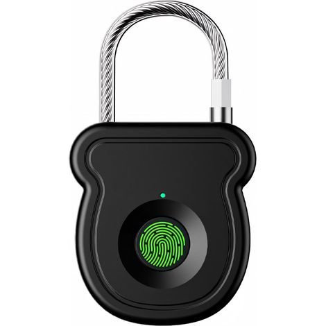 Cadenas à empreintes digitales pour bagages sans clé à déverrouillage rapide biométrique Noir (1/5)