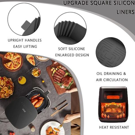 Air Fryer Accessoires moule en silicone-Plat pour Air Fryer Moule 20cm Réutilisable Panier Friteuse Accessoires 2 Pièces Poêle Antiadhésive Sans Huile Friteuses