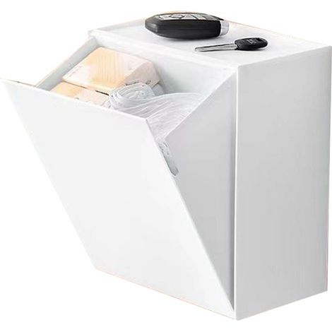 Boîte de Rangement Murale Flip Lid Grande Capacité Design Gain de Place Organisateur Murale pour Objets de Toilette Blanc Plastique 24x20.3x12.5cm (1/2)