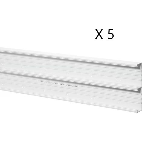 Lot de 5 Goulottes Longueur 2m PLANET WATTOHM Logix Universel 250x50mm 2 Compartiments Sans Couvercle Blanc - 48022 (1/2)