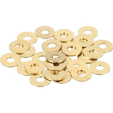 28Pcs Rondelle Métal Plate Laiton, Kit Rondelles Cuivre M5 Écrasables Assortiment, 5mm ID, 14mm OD, 1mm Épaisseur Pour Boulons Vis Réparation Mécanique, Construction (1/5)