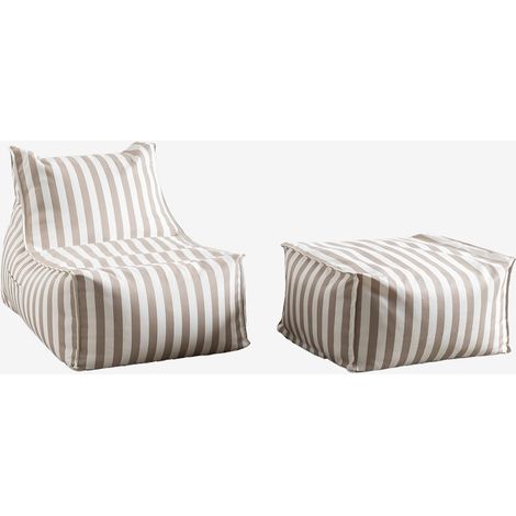 SKLUM Sessel- und Pouf-Set aus Sandel-Stoff Haselnussbraun (1/5)