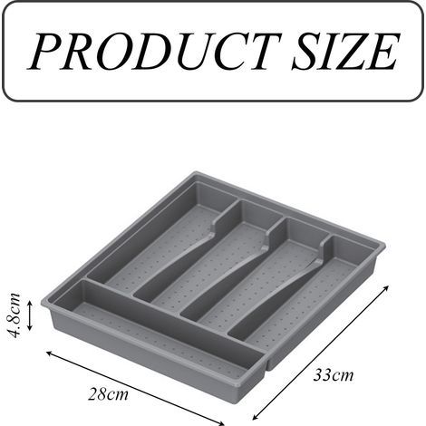 Boîte de rangement pour tiroir à couverts, en plastique5Conception de grille-gris (1/5)