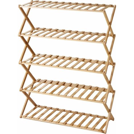 Schuhregal aus Bambus, 5 Ebenen, 87 cm