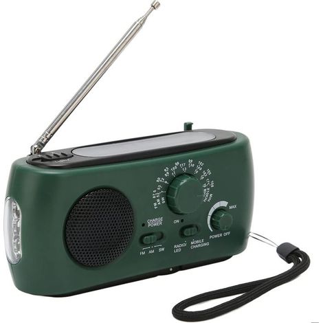Radio Portable FM/AM/SW,Radio d'urgence Météo 800mAh, Manivelle/Pile et Secteur/Solar Poste Radio Transistor,Radio Solaire (1/5)