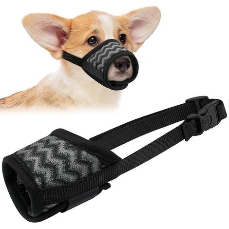 Muselière pour chien de petite, moyenne et grande taille, en maille souple et ajustable, pour empêcher les morsures et protéger la gueule du chien. Muselière pour chien aboyant. Taille M. (1/5)