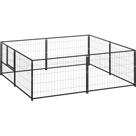 Cuccia da esterno gabbia recinto parco animali cane nero 4 m² acciaio 020000531