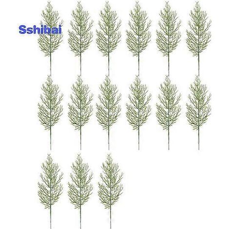 Branches de pin artificielles de Noël réalistes, faciles d'entretien, pour créer une couronne soi-même. Tiges de pin décoratives, fausses feuilles de pin.15 pièces (1/5)