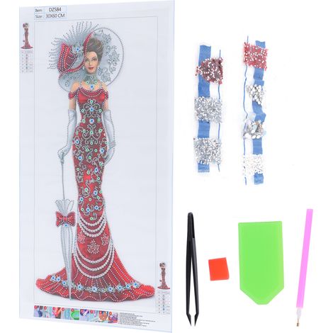Kit de broderie cristal portrait femme élégante DZ584, peinture strass DIY décoration maison, motif artistique, loisir créatif. (1/5)