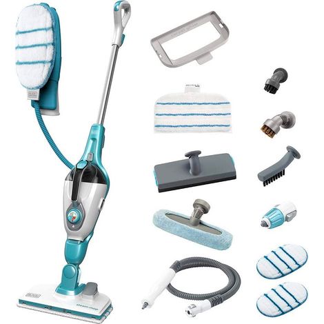 Black & Decker – Balai vapeur 1300W – Débit vapeur réglable – Système AutoSelect pour surfaces – Gant STEAMITT et 12 accessoires inclus