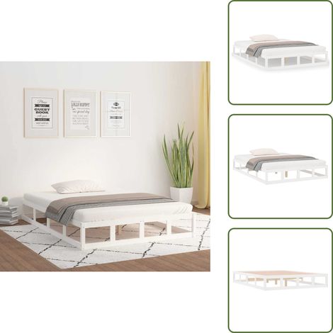Massivholzbett Weiß 140x200 cm - Massivholzbette - Kiefernbett - Weißes Bett - Doppelbett - Boxspringbett Alternative (1/5)
