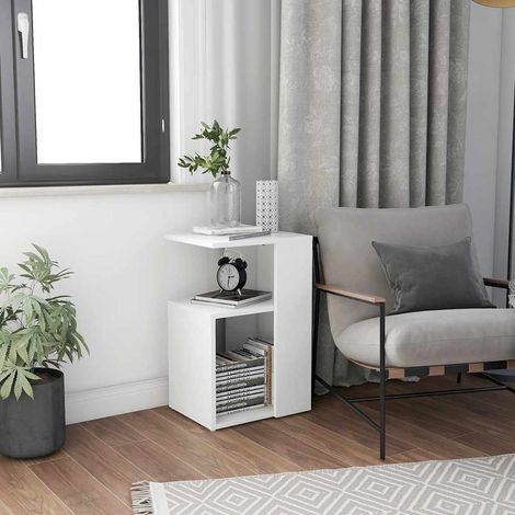 vidaXL Table d'appoint Blanc 36x30x56 cm Bois d’ingénierie (1/5)
