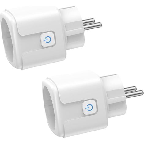 Prise Connectée WiFi, 2 Pièces Prise Intelligente 16A 3680W, Prise WiFi avec Mesure de Consommation Électrique, Contrôle à Distance, Commande Vocale, Compatible avec Alexa & Google - pour la France (1/4)