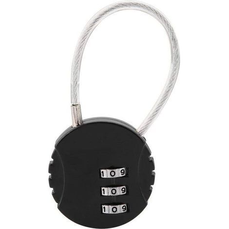 Cadenas de sécurité. cadenas de voyage à combinaison avec câble en acier. cadenas à bagages à 3 chiffres