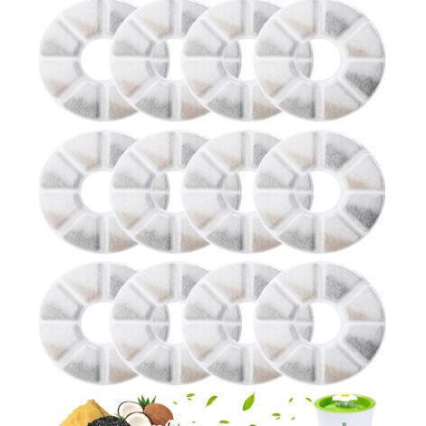 12 Pieces Filtre Fontaine Chat, Systèmes de Triple Filtrage, pour les Fontaines à Eau Filtrantes Philips, Filtre de Remplacement pour Fontaines à Eau de 2,0 à 2,5 L, Chats et Chiens (Rond)