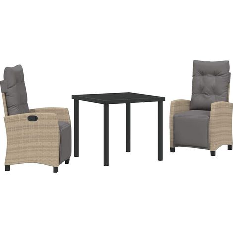 Garden Dining Set 3 pcs Beige Poly Rattan vidaXL (1/5)